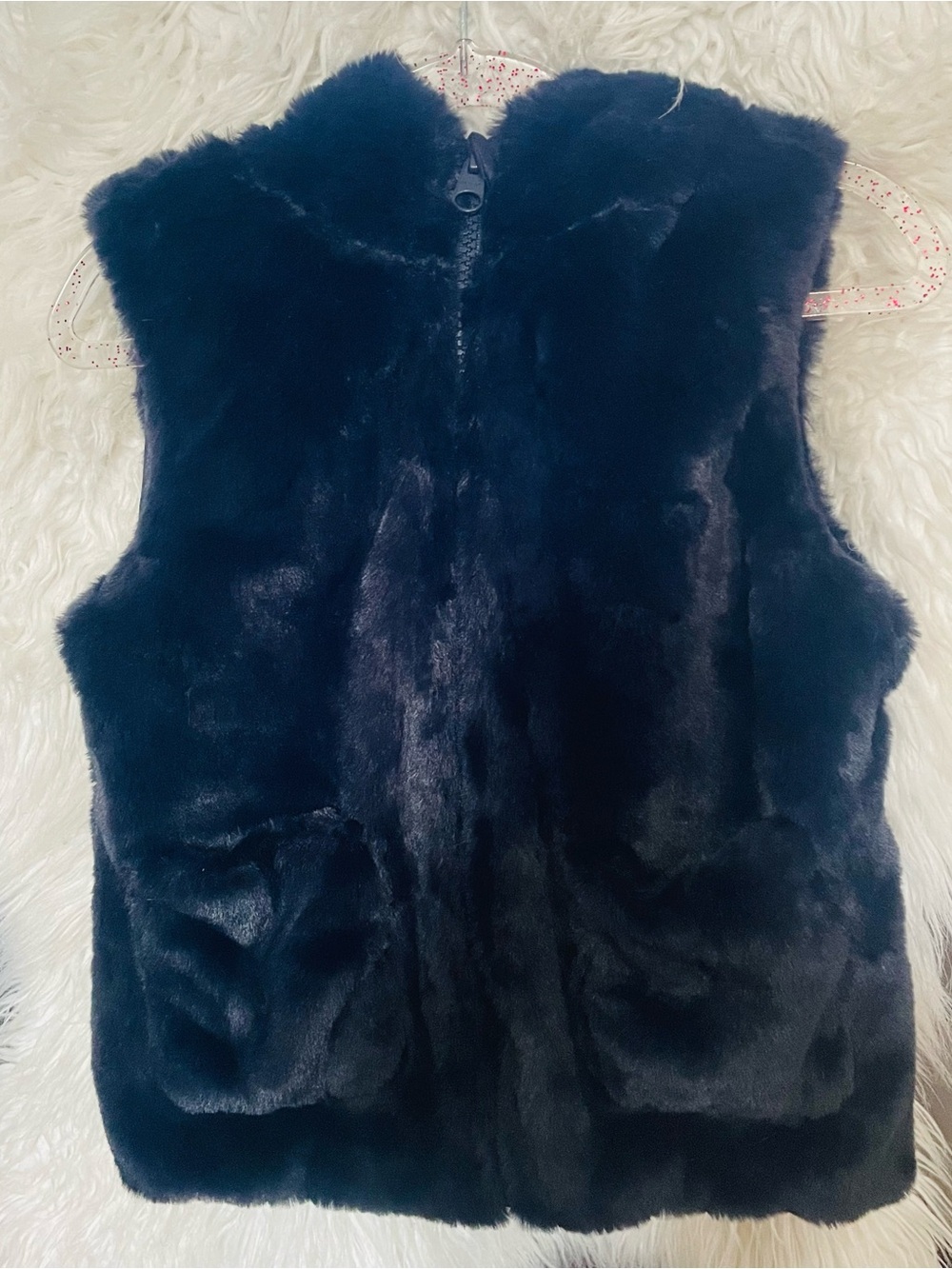 Tommy Hilfiger Plush Faux Fur Zip Vest - Deep Navy
